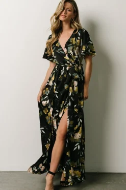 Online Baltic Born Sicily Satin Maxi Dress | Black Floral