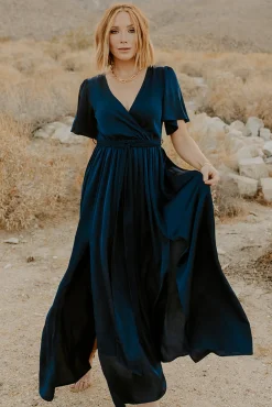 Best Baltic Born Sicily Satin Maxi Dress | Navy