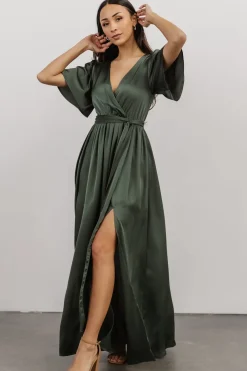 Best Baltic Born Sicily Satin Maxi Dress | Dusty Green