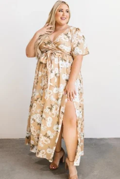 Outlet Baltic Born Sicily Satin Maxi Dress | Taupe Floral
