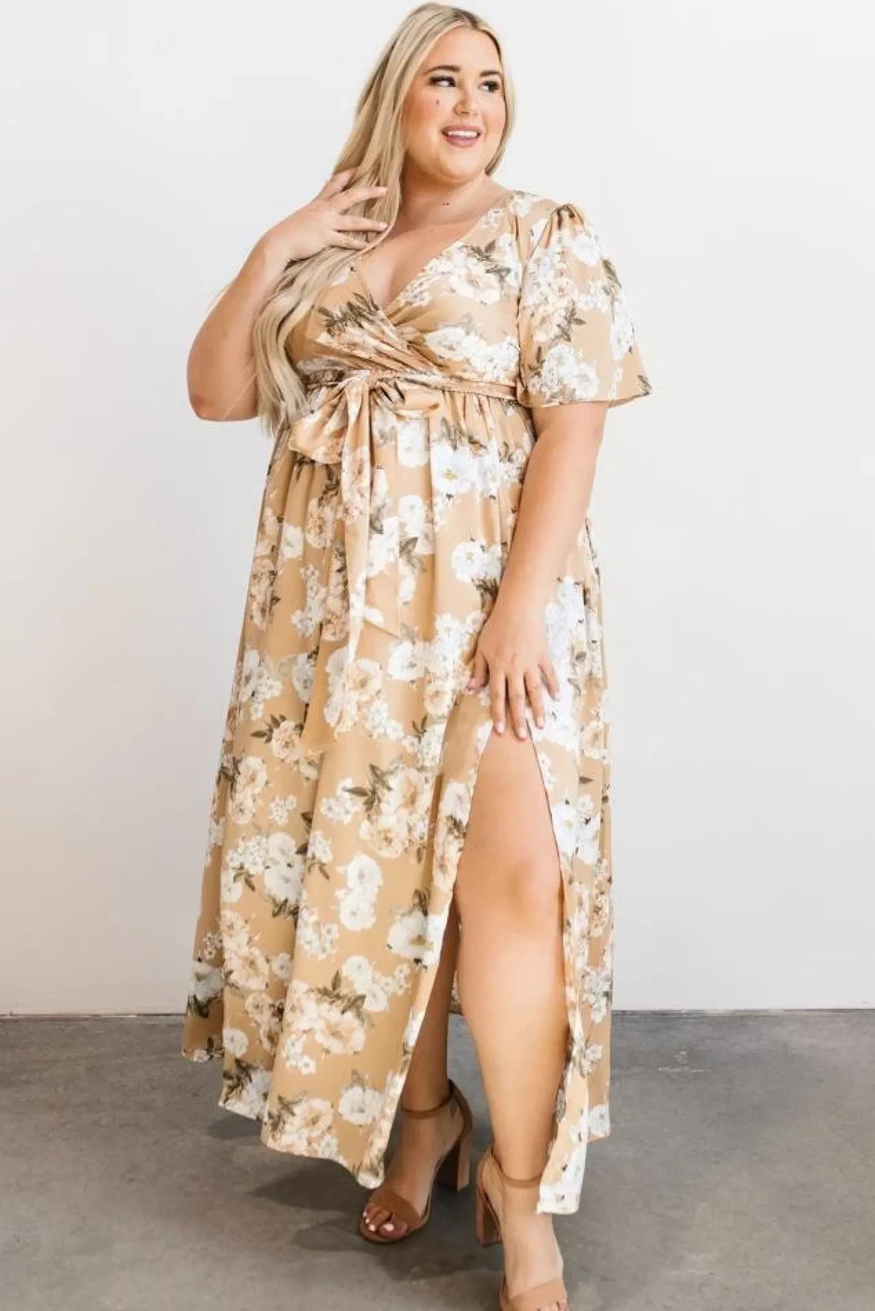 Outlet Baltic Born Sicily Satin Maxi Dress | Taupe Floral