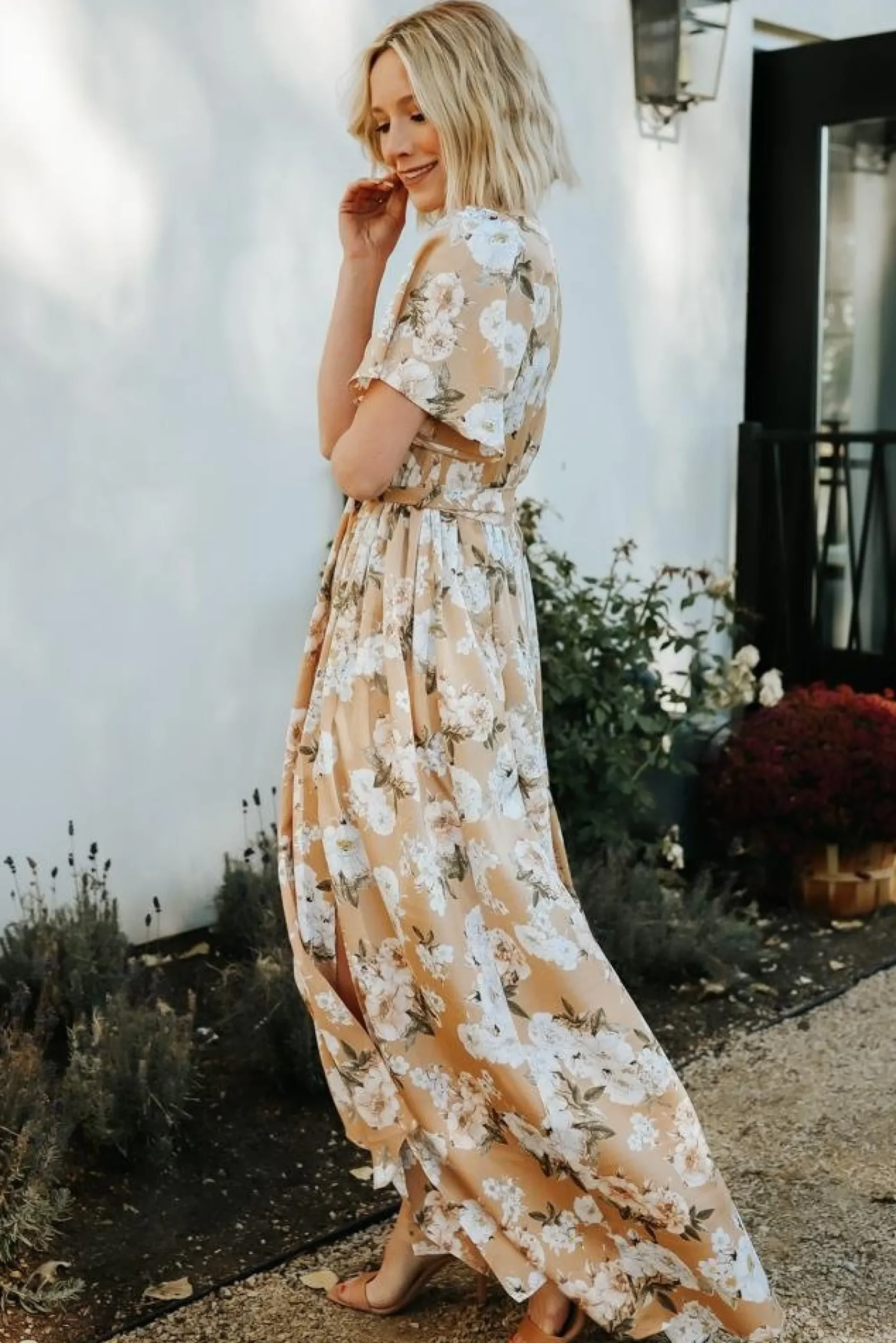 Outlet Baltic Born Sicily Satin Maxi Dress | Taupe Floral