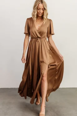 New Baltic Born Sicily Satin Maxi Dress | Mocha