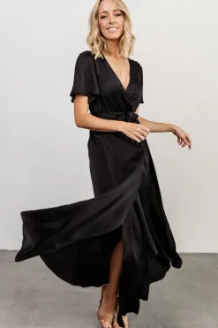 New Baltic Born Sicily Satin Maxi Dress | Black