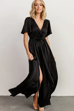 New Baltic Born Sicily Satin Maxi Dress | Black