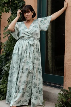 Fashion Baltic Born Sicily Satin Maxi Dress | Sage Floral