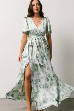 Fashion Baltic Born Sicily Satin Maxi Dress | Sage Floral