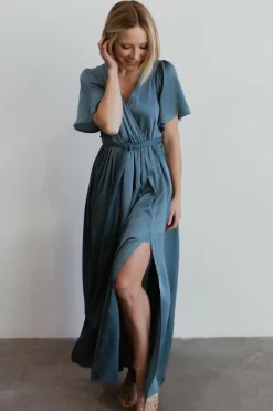 Fashion Baltic Born Sicily Satin Maxi Dress | Blue