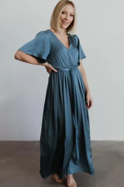 Fashion Baltic Born Sicily Satin Maxi Dress | Blue
