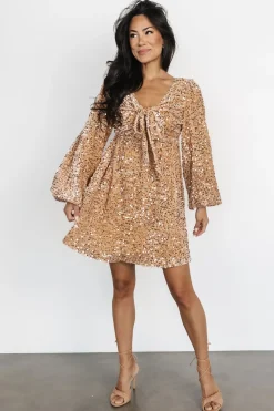 Hot Baltic Born Simone Sequin Mini Dress | Gold