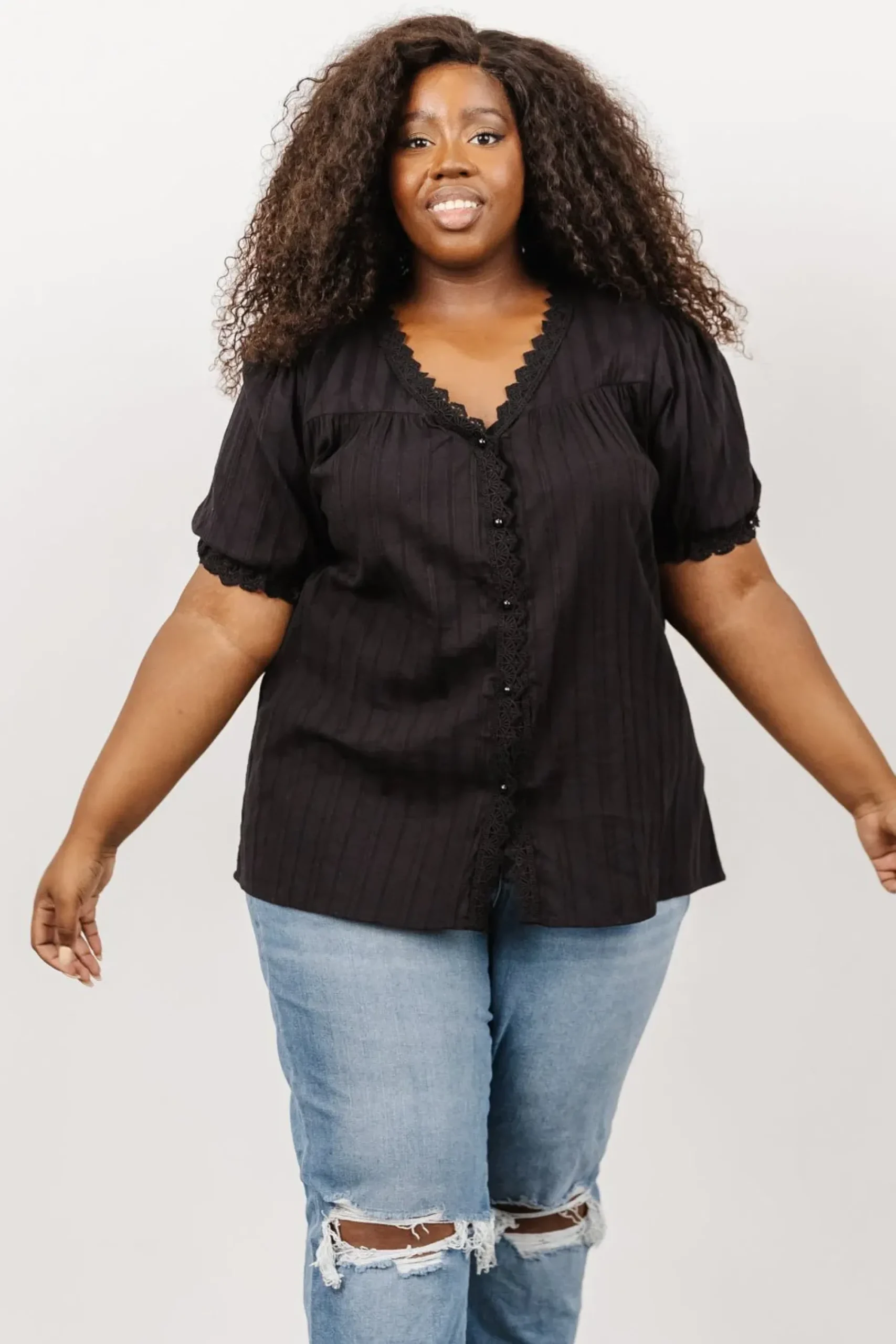 Fashion Baltic Born Sloane Button Top | Black