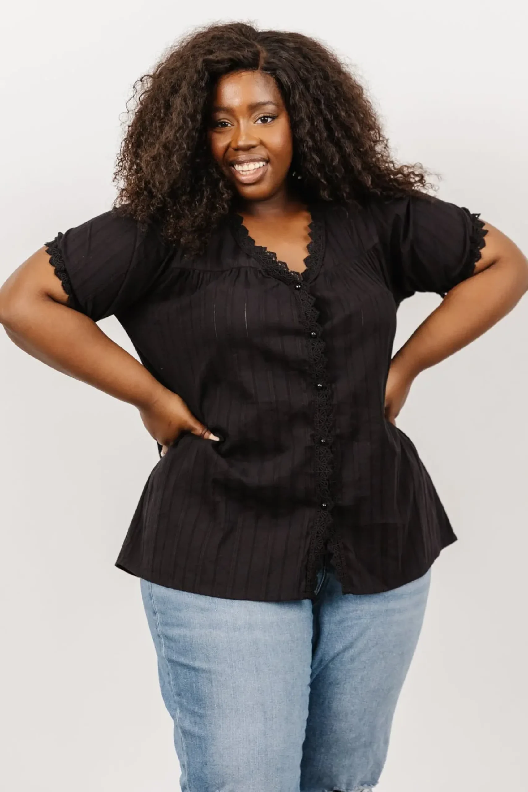 Fashion Baltic Born Sloane Button Top | Black