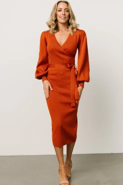 Discount Baltic Born Soho Bubble Sleeve Sweater Dress | Rust