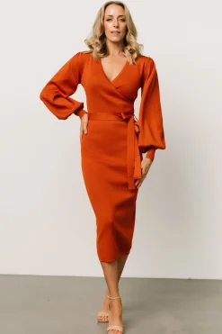 Discount Baltic Born Soho Bubble Sleeve Sweater Dress | Rust