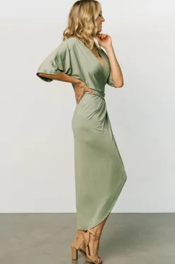 Clearance Baltic Born Solana Ruched Dress | Dusty Sage