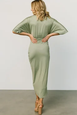 Clearance Baltic Born Solana Ruched Dress | Dusty Sage