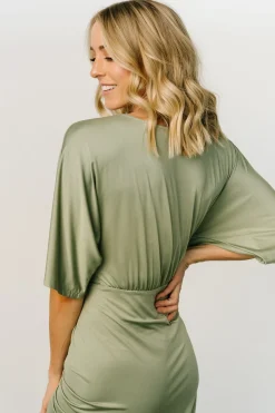 Clearance Baltic Born Solana Ruched Dress | Dusty Sage