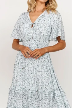 Fashion Baltic Born Spell Boho Midi Dress | White + Sage