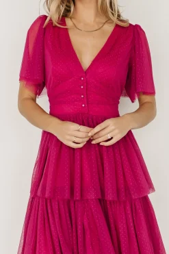 Hot Baltic Born Starlet Tiered Maxi Dress | Magenta Berry