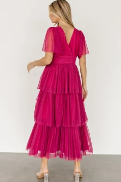Hot Baltic Born Starlet Tiered Maxi Dress | Magenta Berry