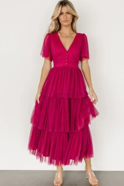 Hot Baltic Born Starlet Tiered Maxi Dress | Magenta Berry