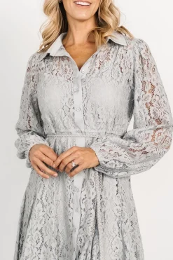 Clearance Baltic Born Stefan Lace Short Dress | Dove Gray