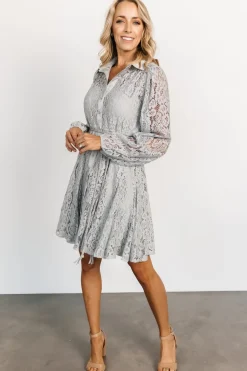Clearance Baltic Born Stefan Lace Short Dress | Dove Gray