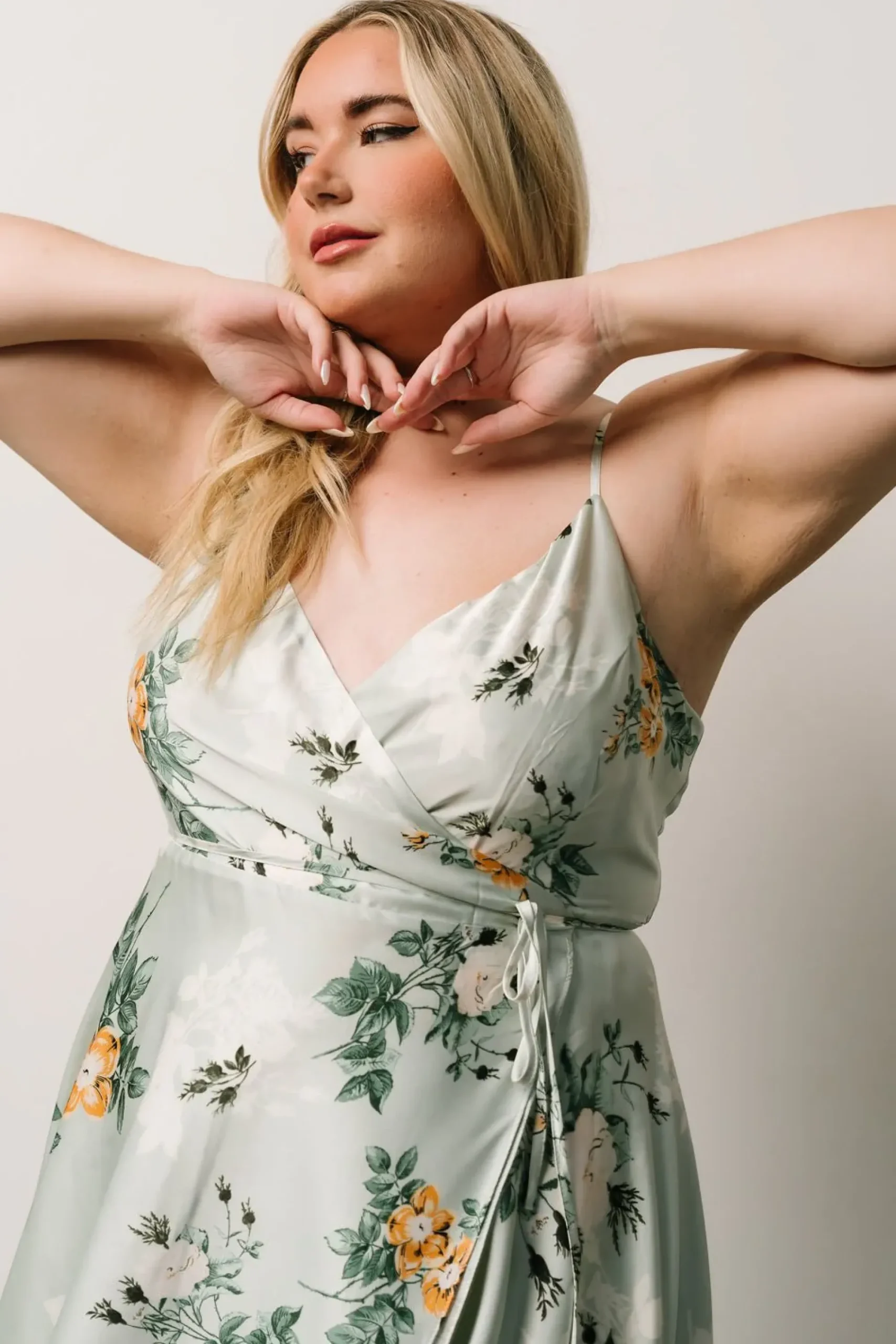 Hot Baltic Born Steffi Tulip Wrap Dress | Light Sage Floral