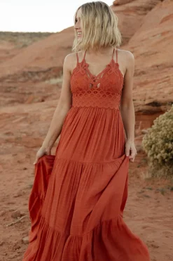 New Baltic Born Summerlin Lace Top Maxi Dress | Rust