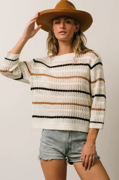 Clearance Baltic Born Sundance Knit Sweater Top | Ivory Multi Stripe