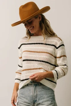 Clearance Baltic Born Sundance Knit Sweater Top | Ivory Multi Stripe