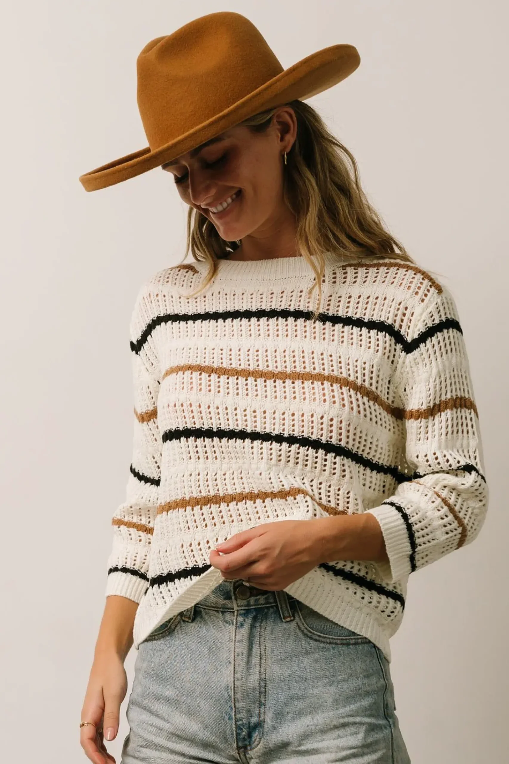 Clearance Baltic Born Sundance Knit Sweater Top | Ivory Multi Stripe