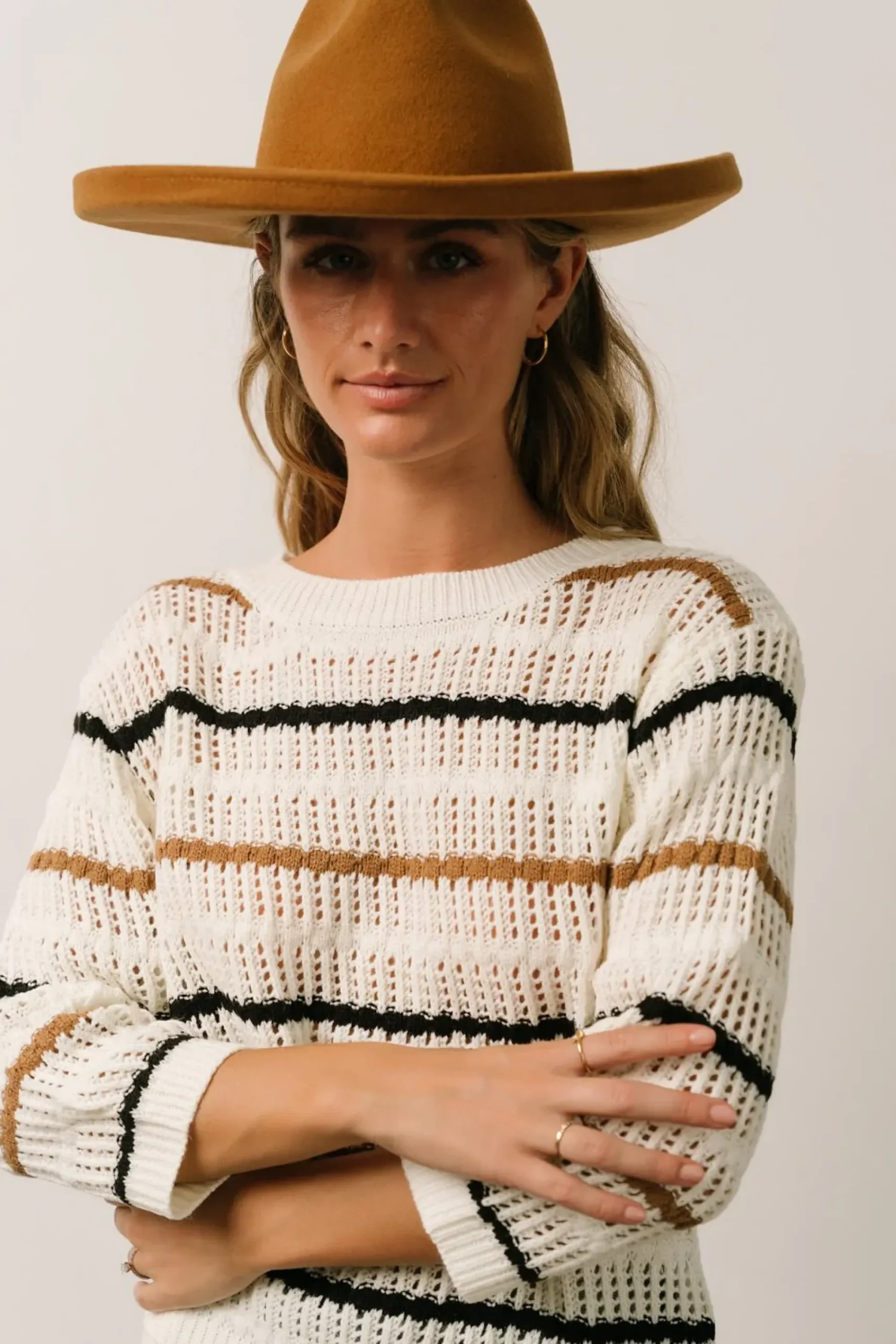 Clearance Baltic Born Sundance Knit Sweater Top | Ivory Multi Stripe