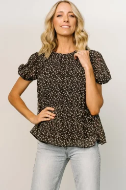 Fashion Baltic Born Susan Pleated Top | Black Floral