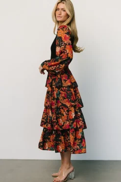 Fashion Baltic Born Sylvie Tiered Midi Dress | Black Multi