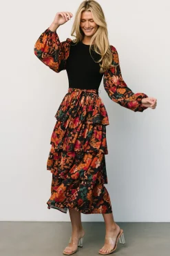 Fashion Baltic Born Sylvie Tiered Midi Dress | Black Multi