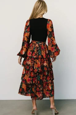 Fashion Baltic Born Sylvie Tiered Midi Dress | Black Multi
