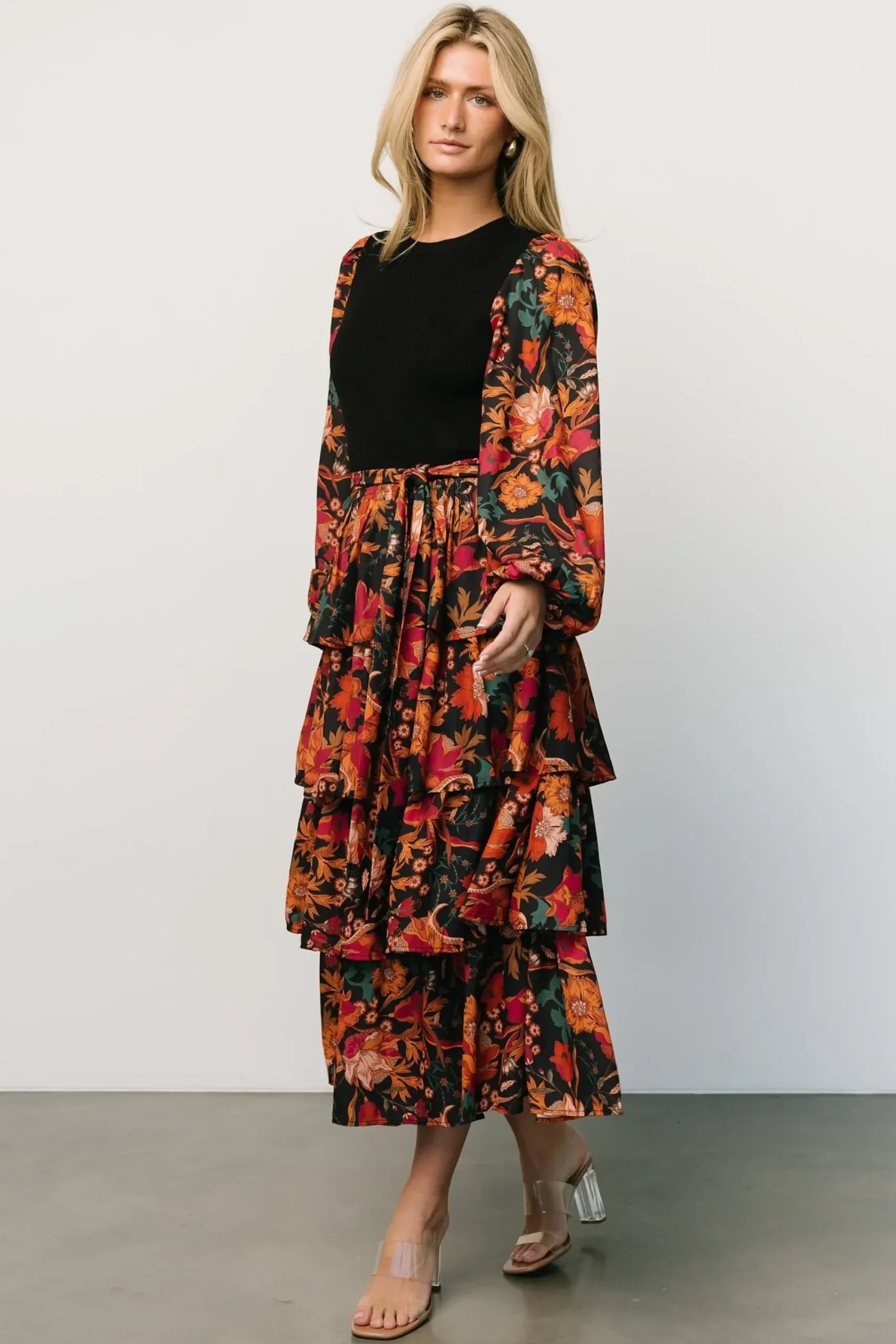 Fashion Baltic Born Sylvie Tiered Midi Dress | Black Multi