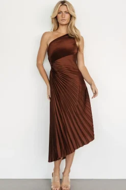 Online Baltic Born Tasia One Shoulder Pleated Dress | Mahogany