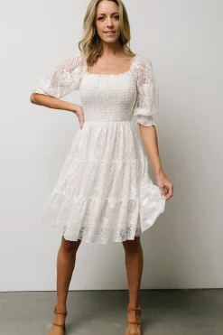 Online Baltic Born Tate Smocked Lace Short Dress | Off White