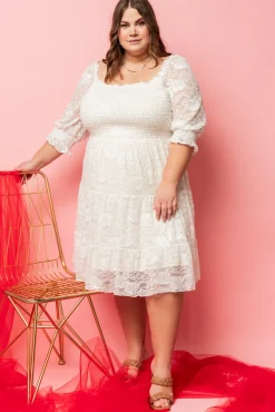 Online Baltic Born Tate Smocked Lace Short Dress | Off White