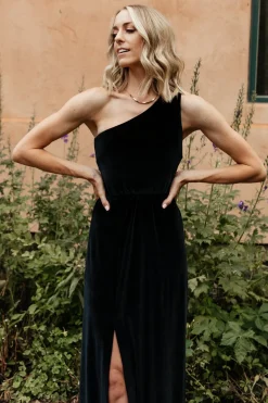 Outlet Baltic Born Tatiana Velvet One Shoulder Maxi Dress | Black