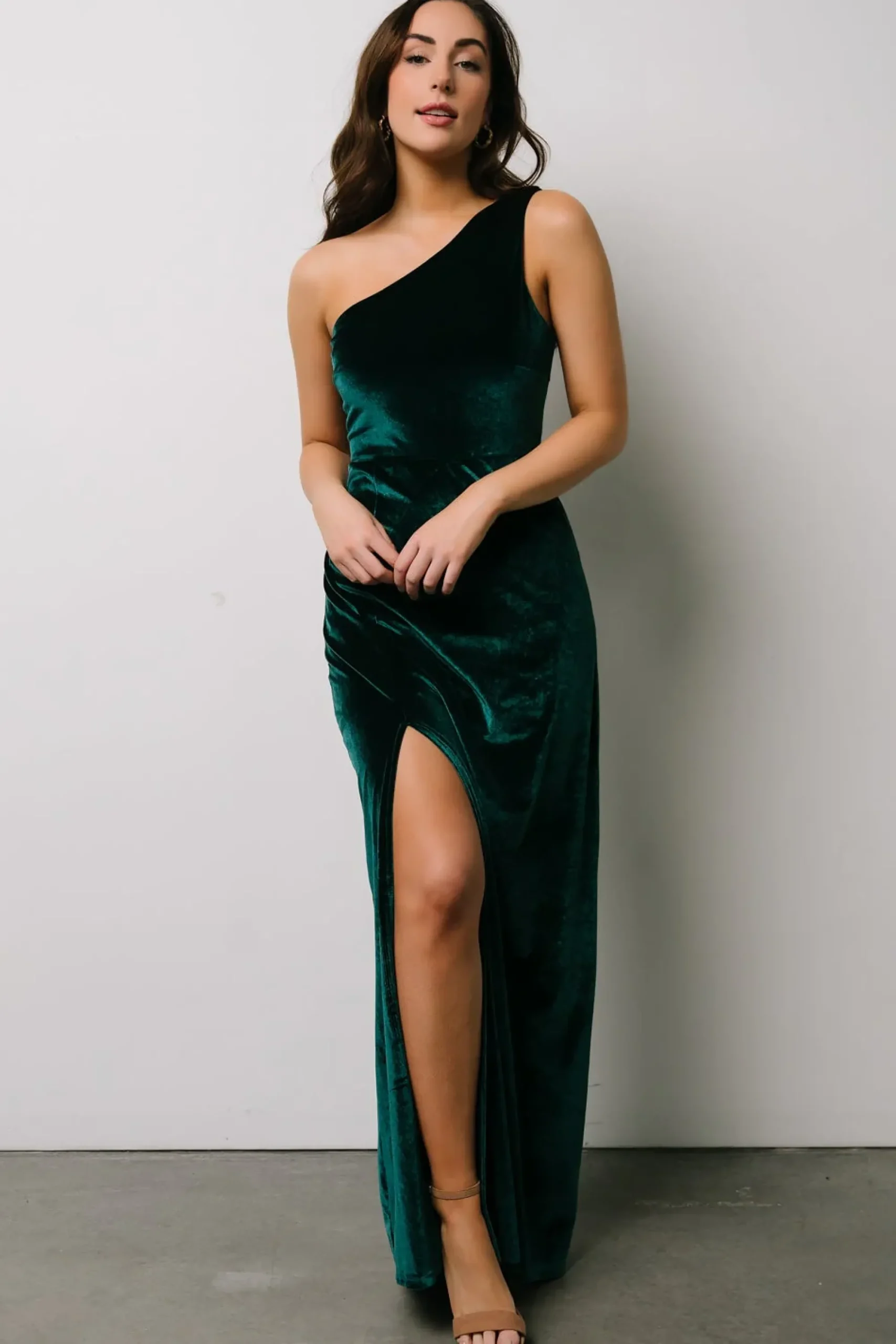 Discount Baltic Born Tatiana Velvet One Shoulder Maxi Dress | Emerald