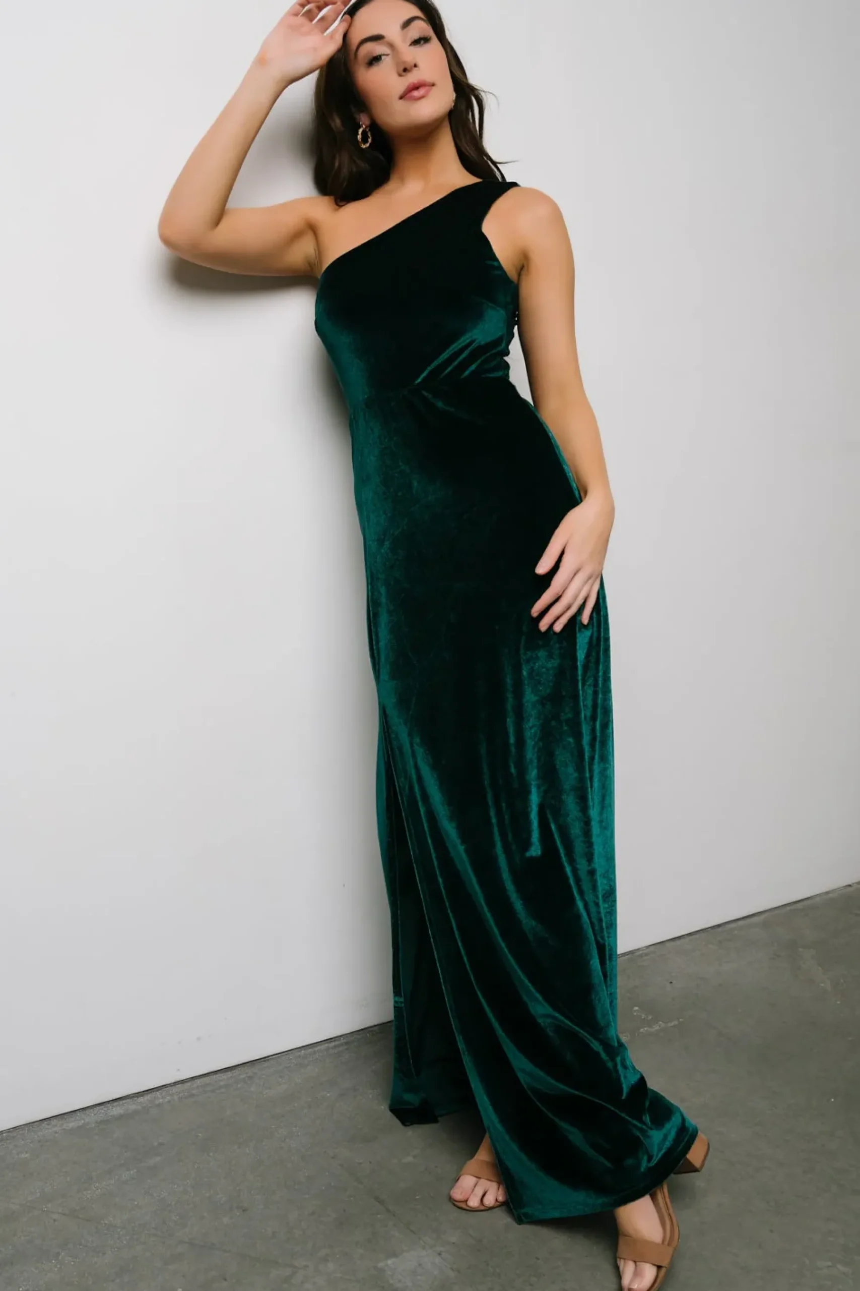Discount Baltic Born Tatiana Velvet One Shoulder Maxi Dress | Emerald