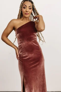 Hot Baltic Born Tatiana Velvet One Shoulder Maxi Dress | Rose