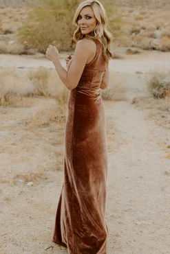 Online Baltic Born Tatiana Velvet One Shoulder Maxi Dress | Bronze