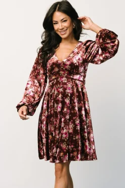 Outlet Baltic Born Teri Velvet Short Dress | Auburn Multi