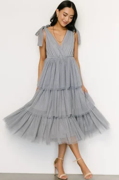 Hot Baltic Born Tessa Tiered Tulle Tank Dress | Slate Blue