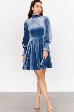 Clearance Baltic Born Tina Velvet Short Dress | Blue
