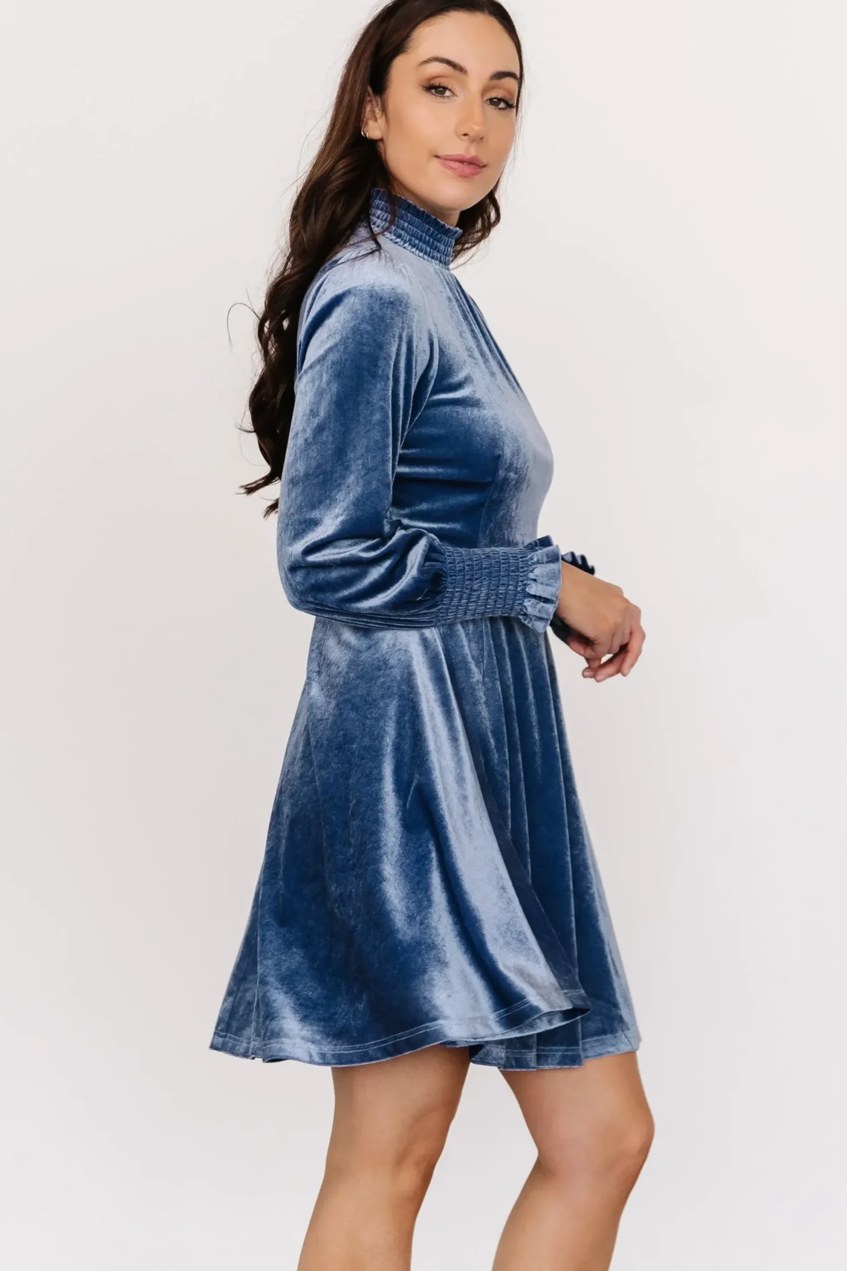 Clearance Baltic Born Tina Velvet Short Dress | Blue